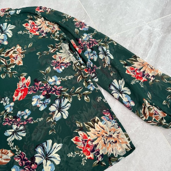 Women’s A New Day Target Floral Sheer Long Sleeve V-Neck Top Medium - Picture 12 of 16